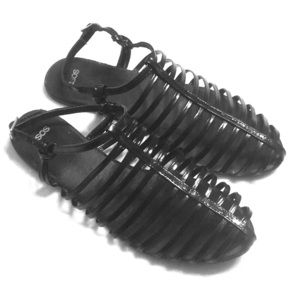 ASOS black patent gladiator flats SZ7